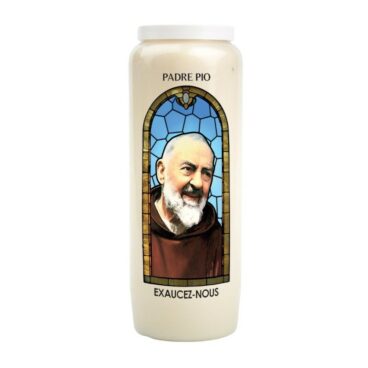 Bougie neuvaine Padre Pio vitrail prière exaucez-nous protection spirituelle