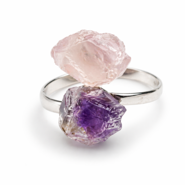 bague quartz rose améthyste brute bague amour apaisement pierre naturelle bague lithothérapie cœur esprit bague quartz rose améthyste réglable