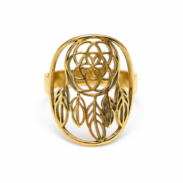 bague attrape rêve acier inoxydable bague symbole protection bague spirituelle dorée bague attrape rêve bijou