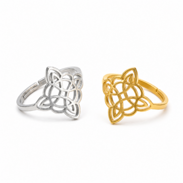 Bague nœud de sorcière ajustable dorée ou argentée