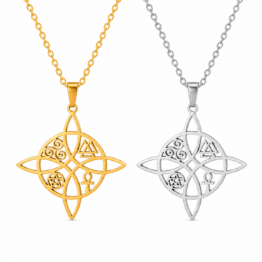 Collier nœud de sorcière doré ou argenté bijou symbolique