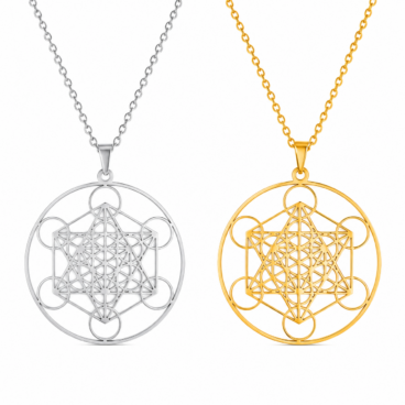 Pendentif Métatron doré ou argenté collier géométrie sacrée