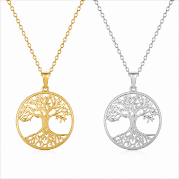 Pendentif arbre de vie doré ou argenté collier symbolique femme