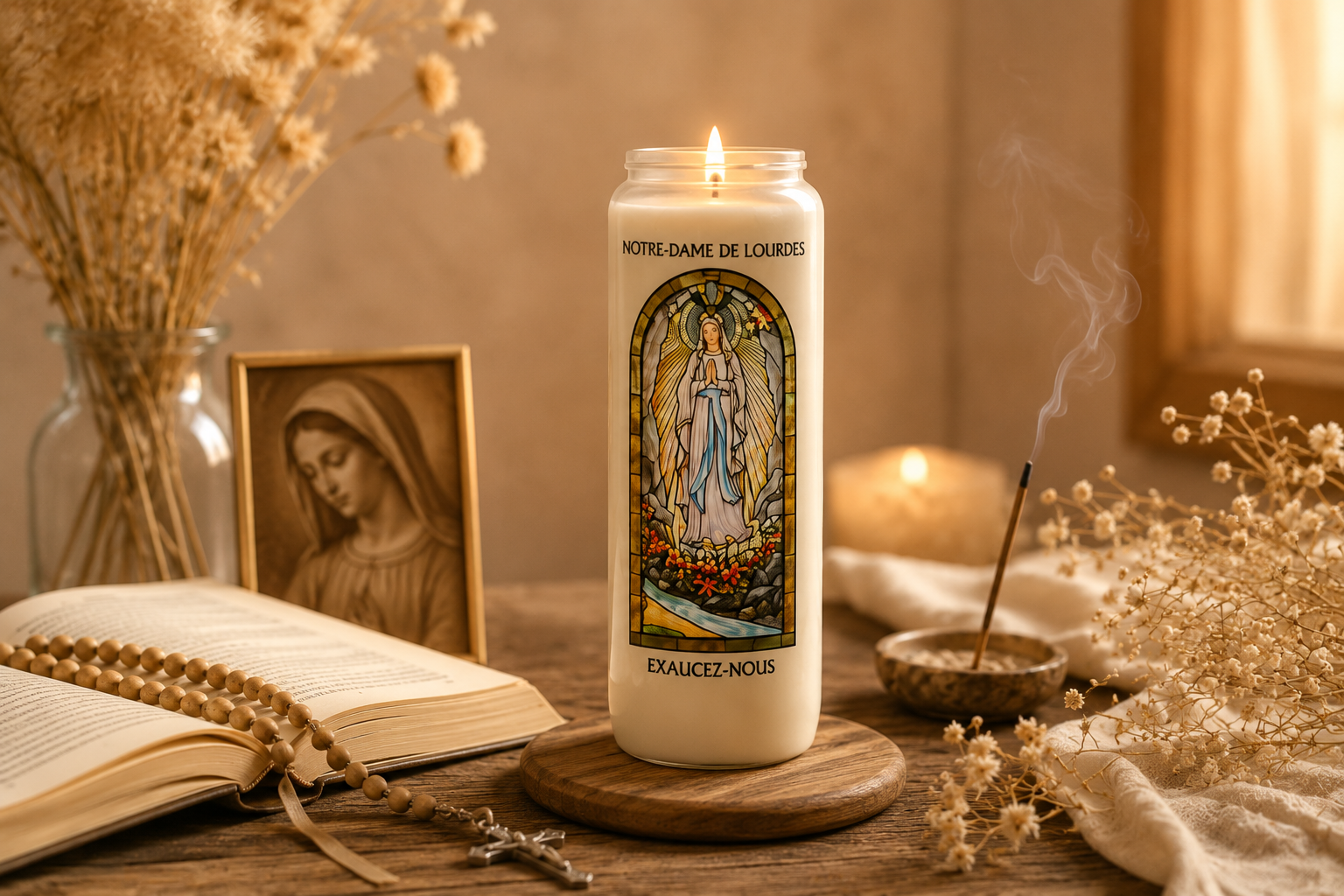 Rituel simple avec une neuvaine religieuse allumée