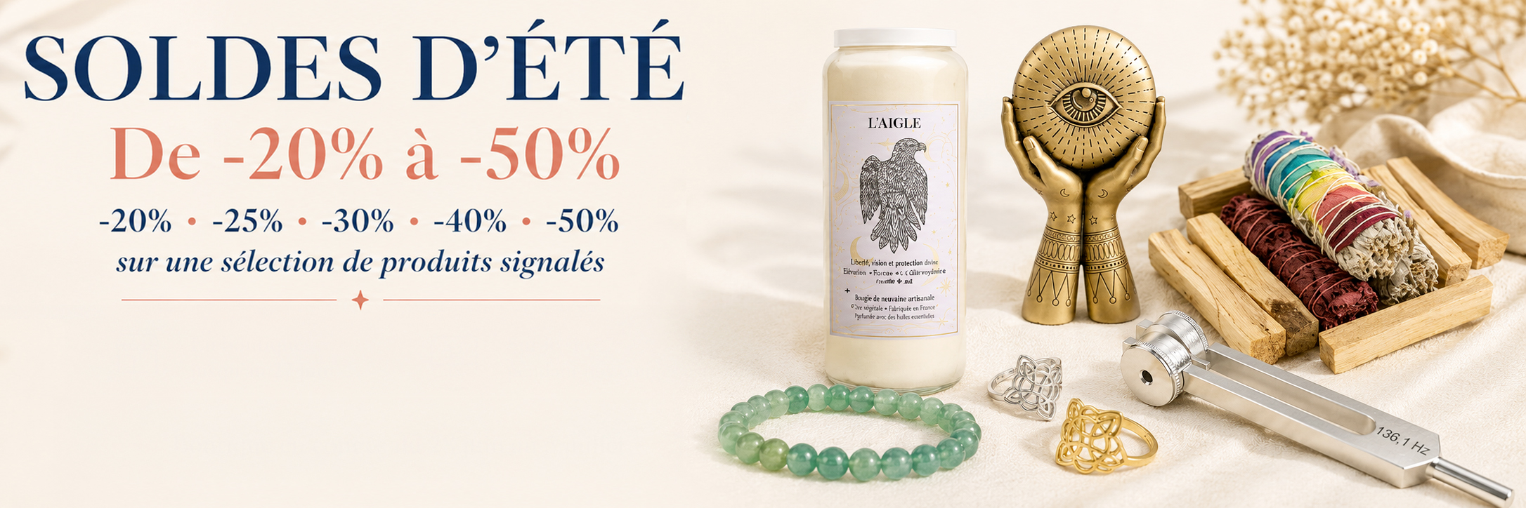 Soldes d’été SpirituellementBien de -20% à -50% sur une sélection de produits spirituels