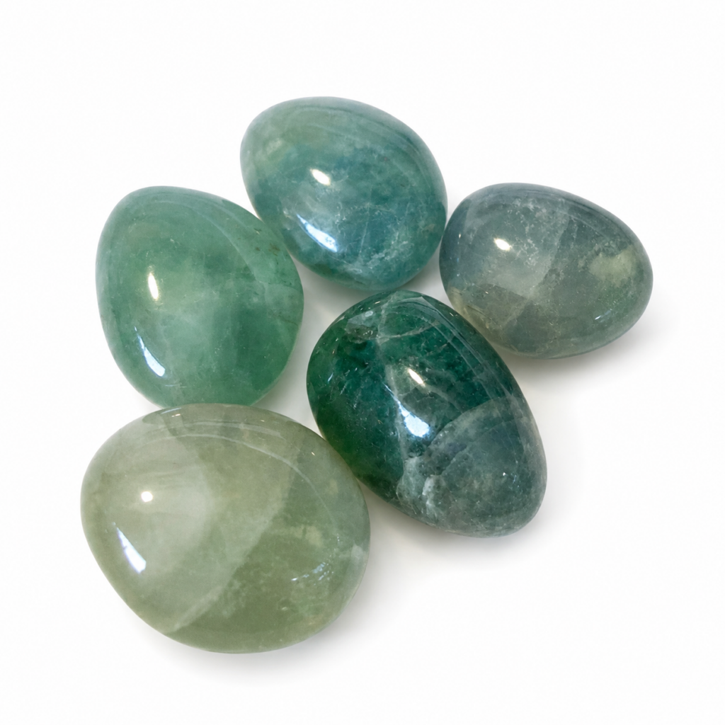 Pierres roulées de fluorite verte naturelle pour lithothérapie, clarté mentale et harmonie énergétique