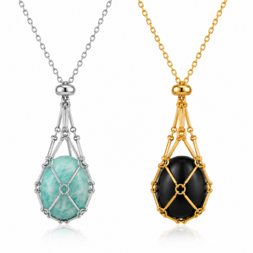 Collier porte-pierre doré ou argenté en acier inoxydable