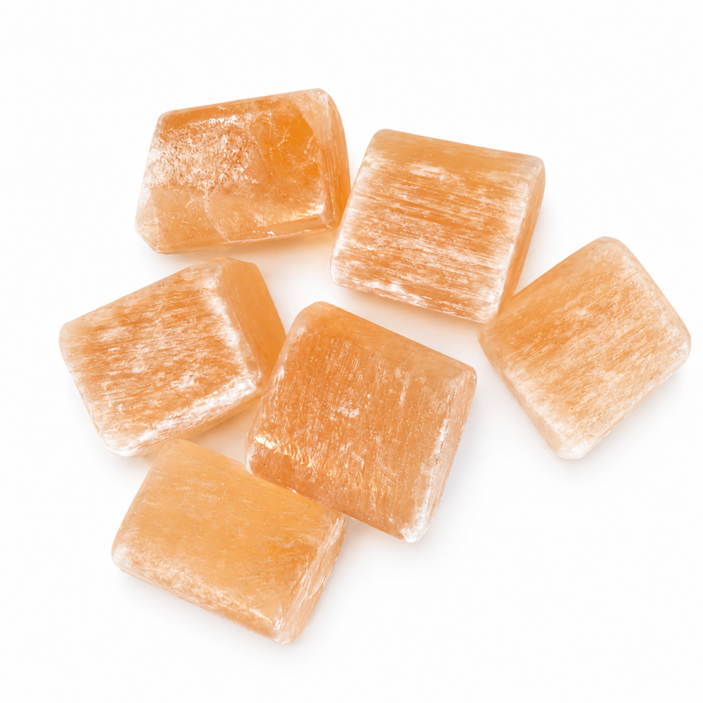 Sélénite orange du Maroc 2 à 3 cm en pierres polies pour lithothérapie, purification et rechargement