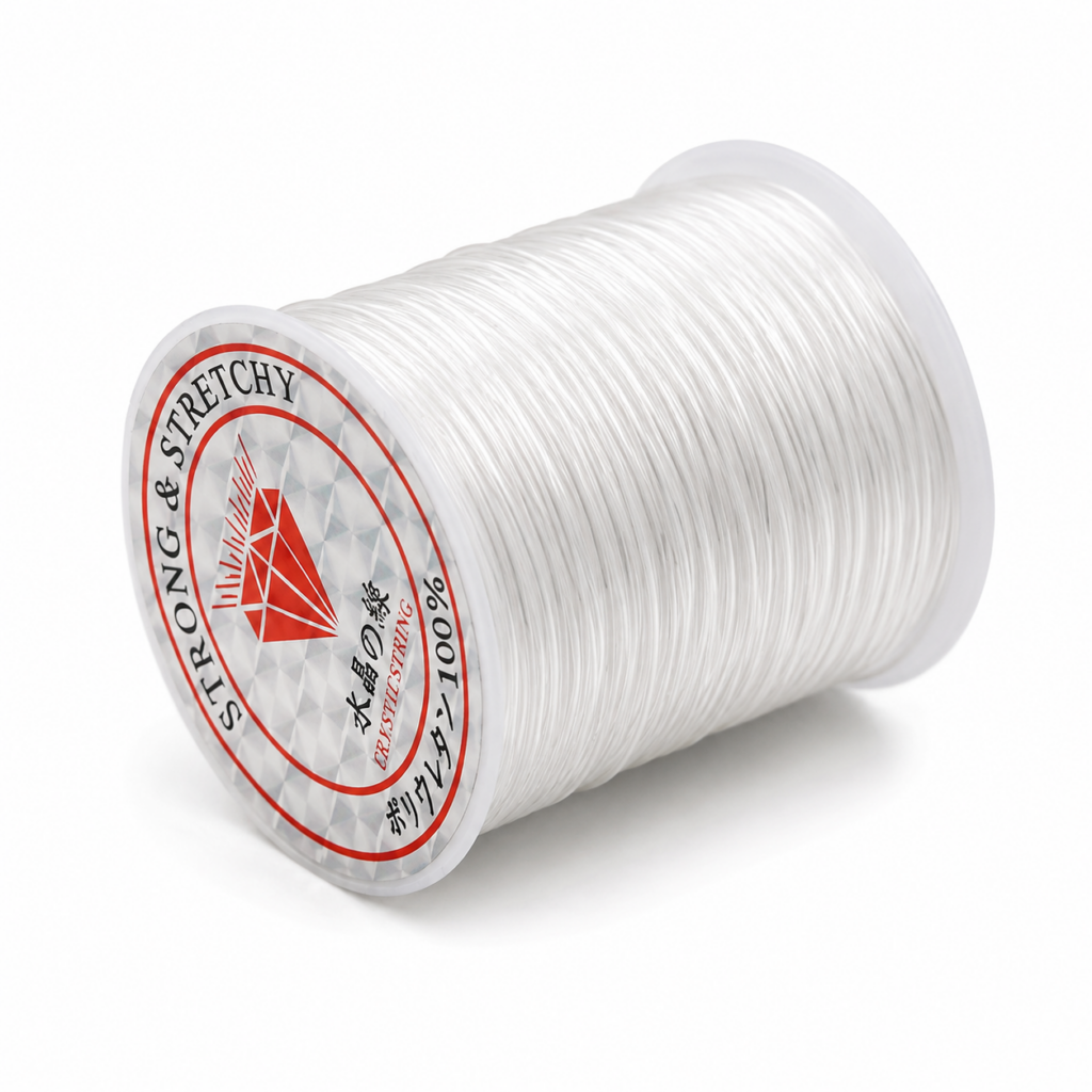 Bobine de fil élastique nylon multibrins blanc 0,8 mm pour bracelets en perles