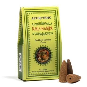 Cônes d’encens Backflow ayurvédiques Nag Champa – boîte de 10