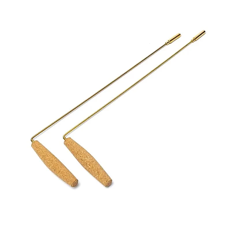Baguettes de radiesthésie en laiton avec poignées en liège 40 cm
