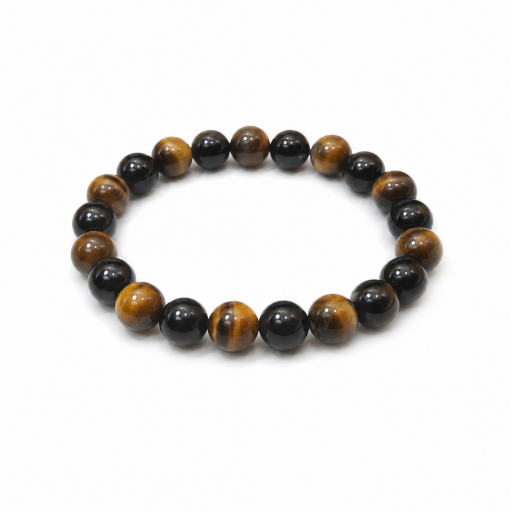Bracelet Double Protection en Obsidienne noire et Œil de Tigre en pierres naturelles