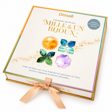 Coffret Calendrier de l'Avent Mille et Un Bijoux, boîte blanche illustrée avec ruban satiné